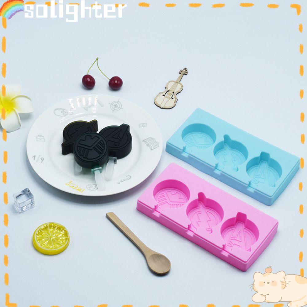 SOLIGHTER Silicone Ice Cream Mould with Cover Cartoon Ice Pop Maker Dessert Mold