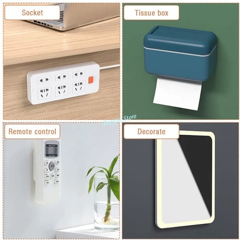 Self-adhesive Desktop Socket Fixer Plug-in Removable Wall Mounted Fixer Punch Free Row Plug Holder Untuk Dapur Rumah Kantor Kabel Organizer Hiasan Dinding Power Strip Holder Fixator