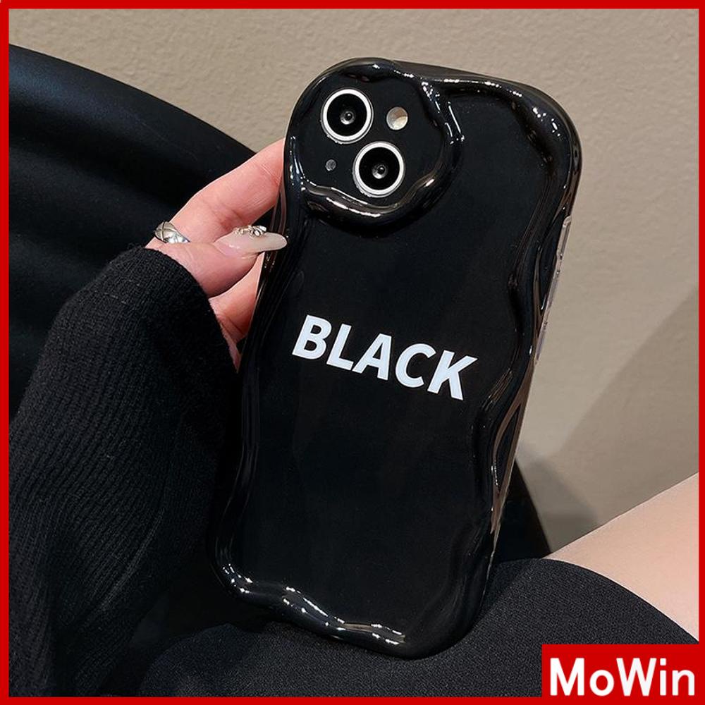 For iPhone 14 Pro Max iPhone Case 3D Curved Edge Wave TPU Airbag Shockproof Camera Cover Glossy Black Compatible with iPhone 13 Pro max 12 Pro Max 11 xr xs max 7Plus 8Plus