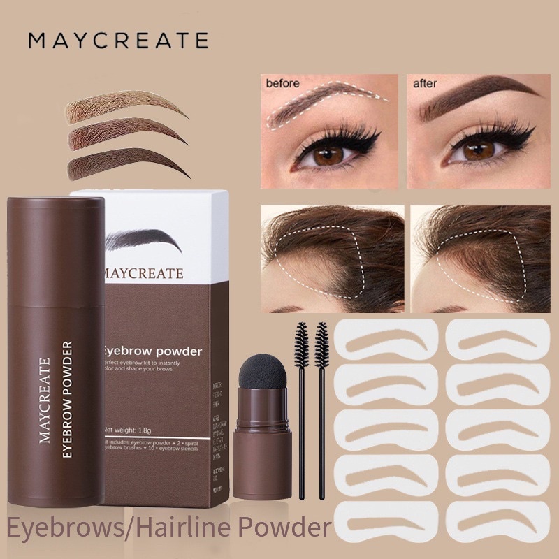 MAGEFY Make up Eyebrow Powder Cetakan Alis Instan Eyebrow Stamp Alis Waterproof Dengan 01789