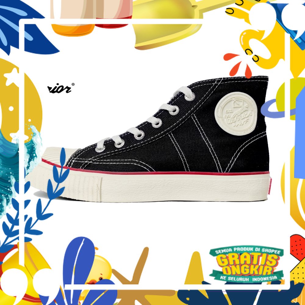 Super Mewah / Sepatu Warrior Classic High Black White (Hitam Putih)