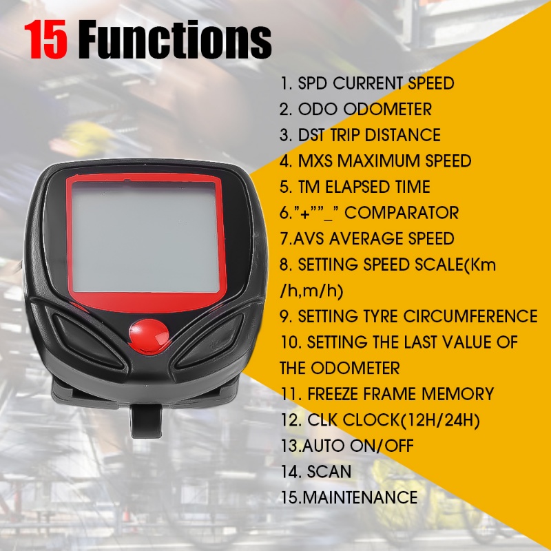 1set Sepeda Komputer LCD Digital Display Tahan Air Sepeda Odometer Speedometer Bersepeda Stopwatch Naik Sepeda Aksesoris