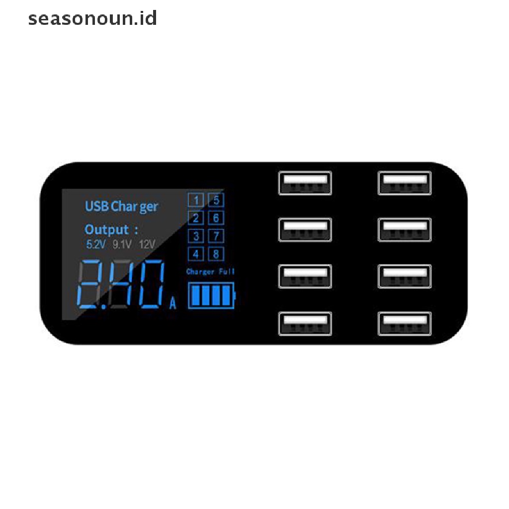 Seasonoun USB 8port Adaptor Charger Mobil Smart LED Display Charging Station.