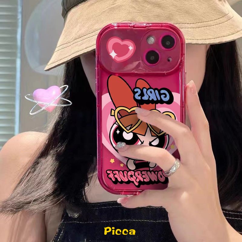 IPHONE Casing Cermin Make Up Flip Kompatibel Untuk Iphone11 7 8 Plus XR 14 13 12 11 Pro MAX X XS MAX SE 2020 Kartun The Powerpuff Gadis Kreatif Lembut TPU Shockproof Case