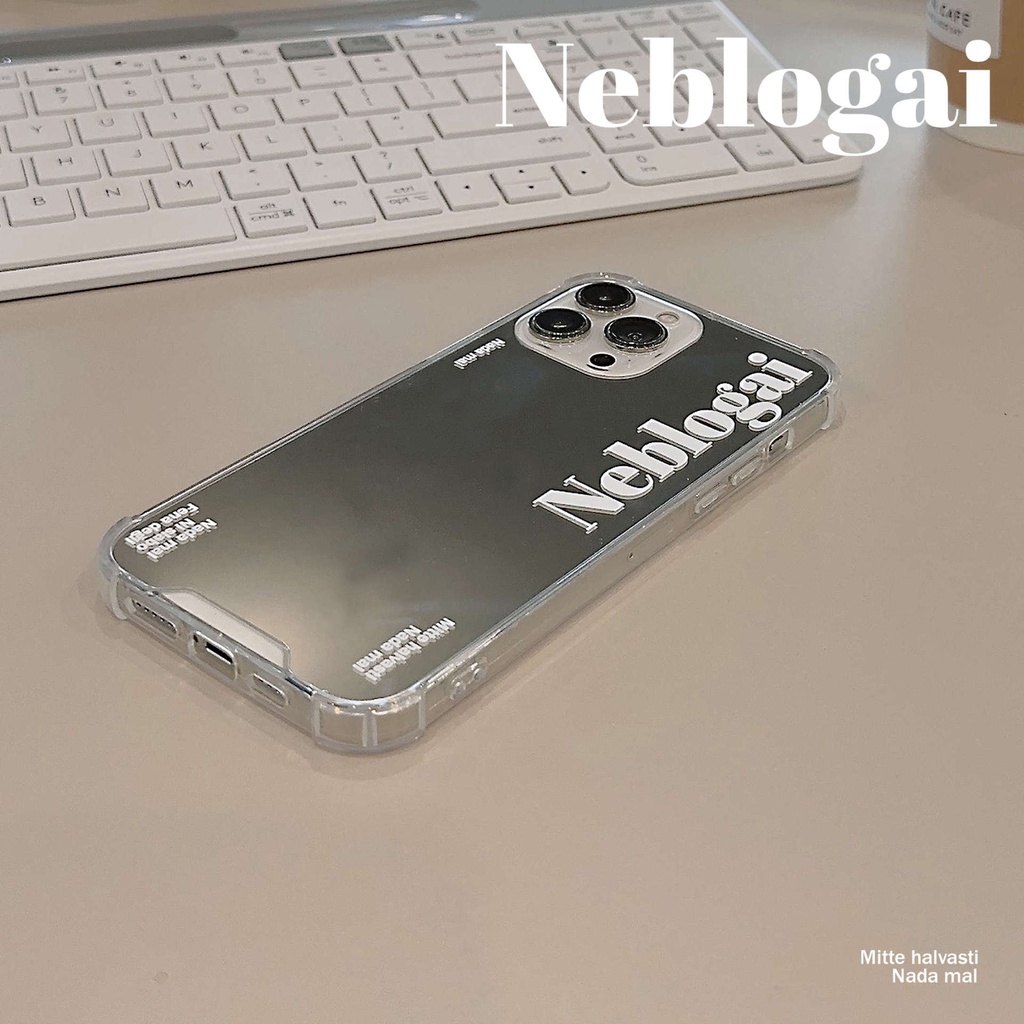 Ins Sederhana Huruf Putih Polos Transparan Make Up Mirror Case Untuk Iphone SE 2020 7 /8 Plus 14x XR XM 11 12 MINI 13 PRO MAX Casing Cover Pelindung AT0099