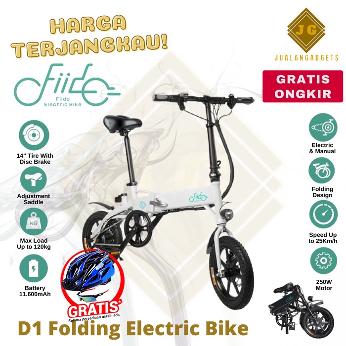 Smart Bicycle Fiido D1 Sepeda Listrik Foldable e-BIKE Hybrid 11.6AH - Hitam