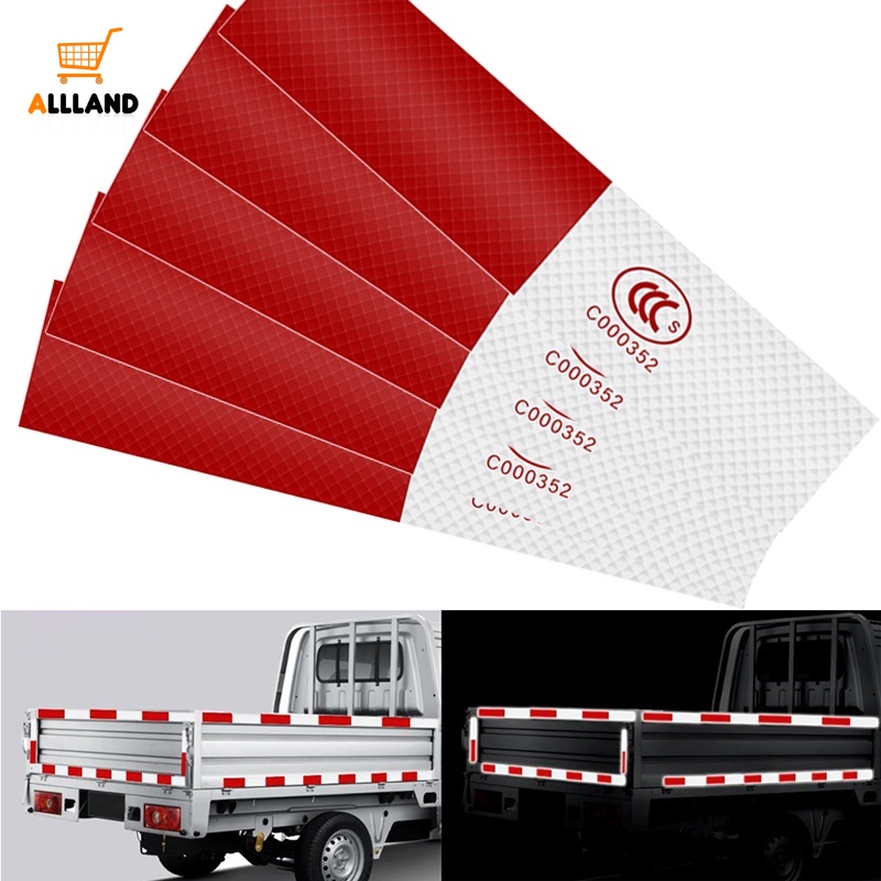 10pcs/set Portabel Mobil Perekat Diri Merah Putih Strip Reflektif/Truk Besar Malam Mengemudi Peringatan Stiker/Kendaraan Anti-Tabrakan Keselamatan Decals