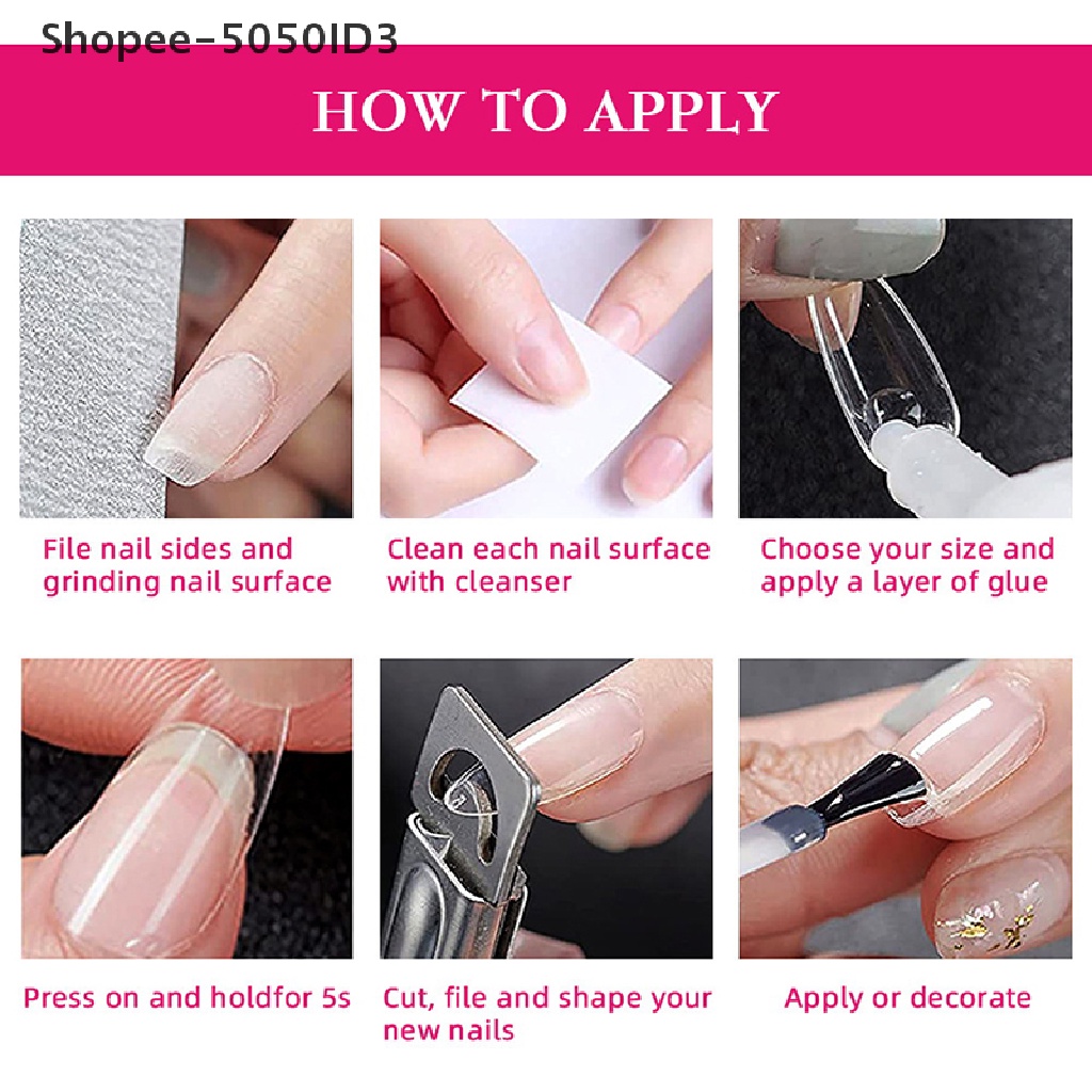 [HOT] 240pcs Tips Kuku Bening Salon Rumah DIY Ballerina Manicure Full Cover Kuku Palsu [ID]