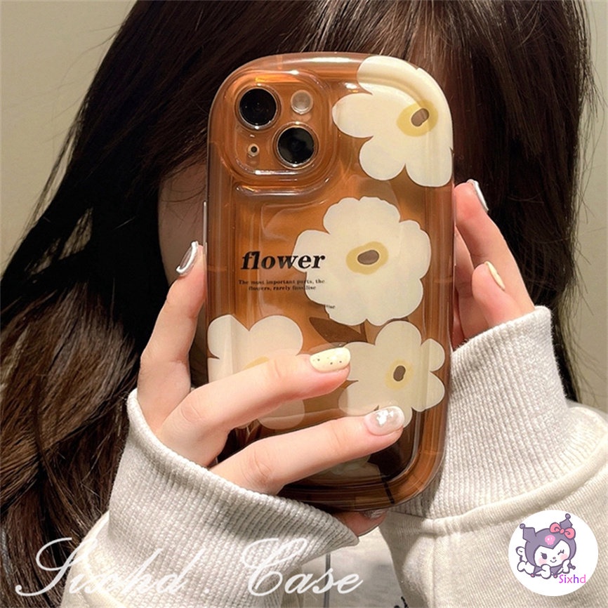 Untuk Redmi 12 12C 10C 11A 10A 9C 9T 9A A2 A1 Note 12 11 11s 10s 9s 10Pro Xiaomi 11 Lite Poco M3 X3Pro NFC Art Brown Simple Flowers AirBag Case Lembut Shockproof Cover Pelindung