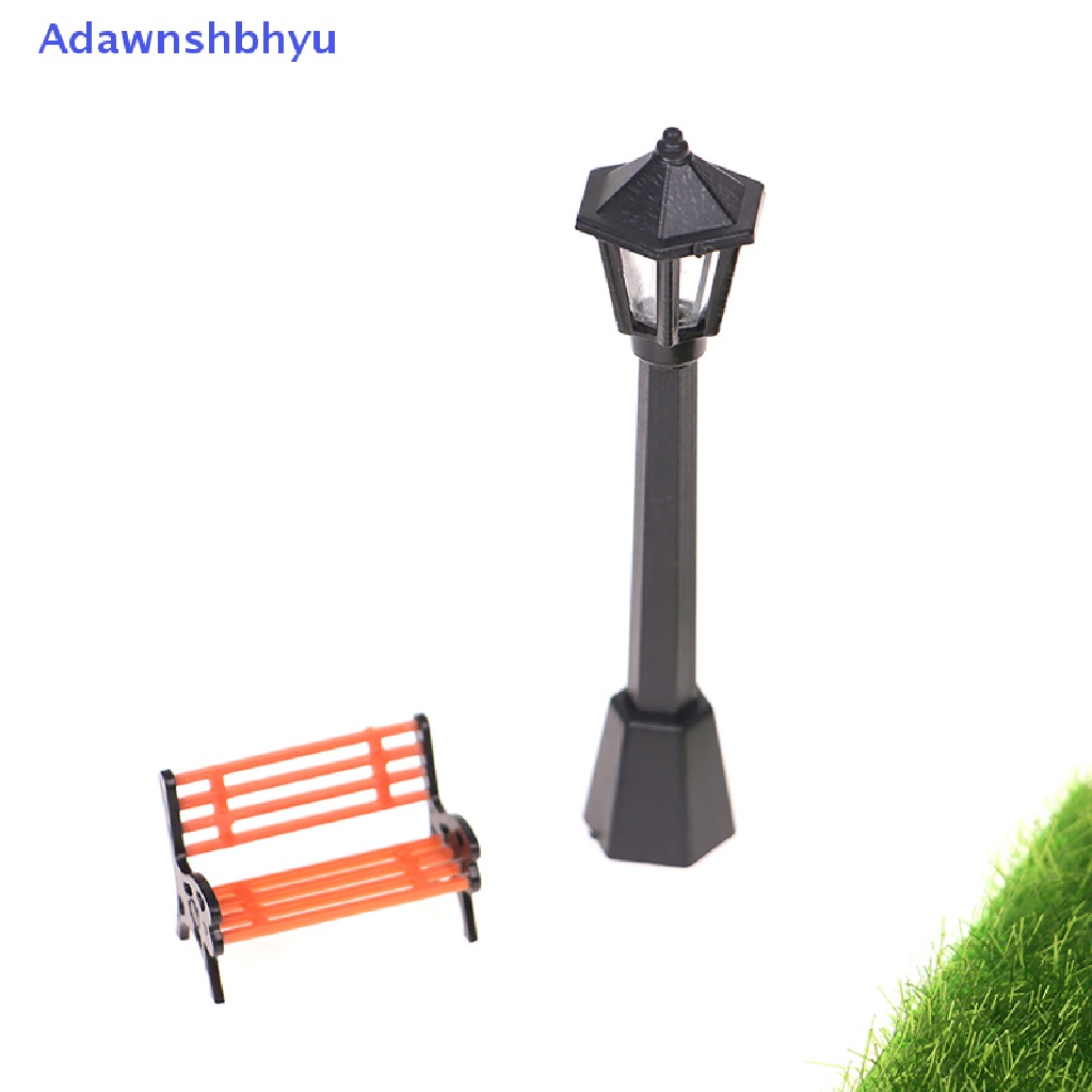 Adhyu 7pcs/set 1/12 Dollhouse Miniature Lawn Street Lamp Park Chair Railing Decor Toy ID