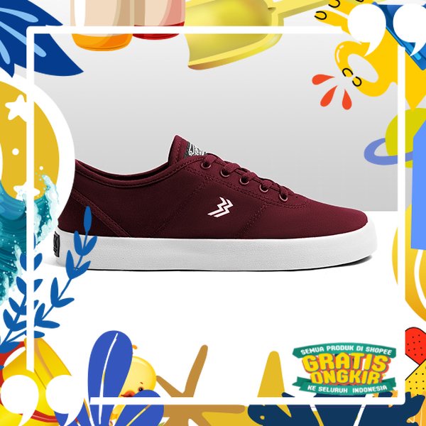 Super Mewah / Geoff Max Official - Ethan Maroon White | Sepatu Pria | Sepatu Wanita | Sepatu Unisex