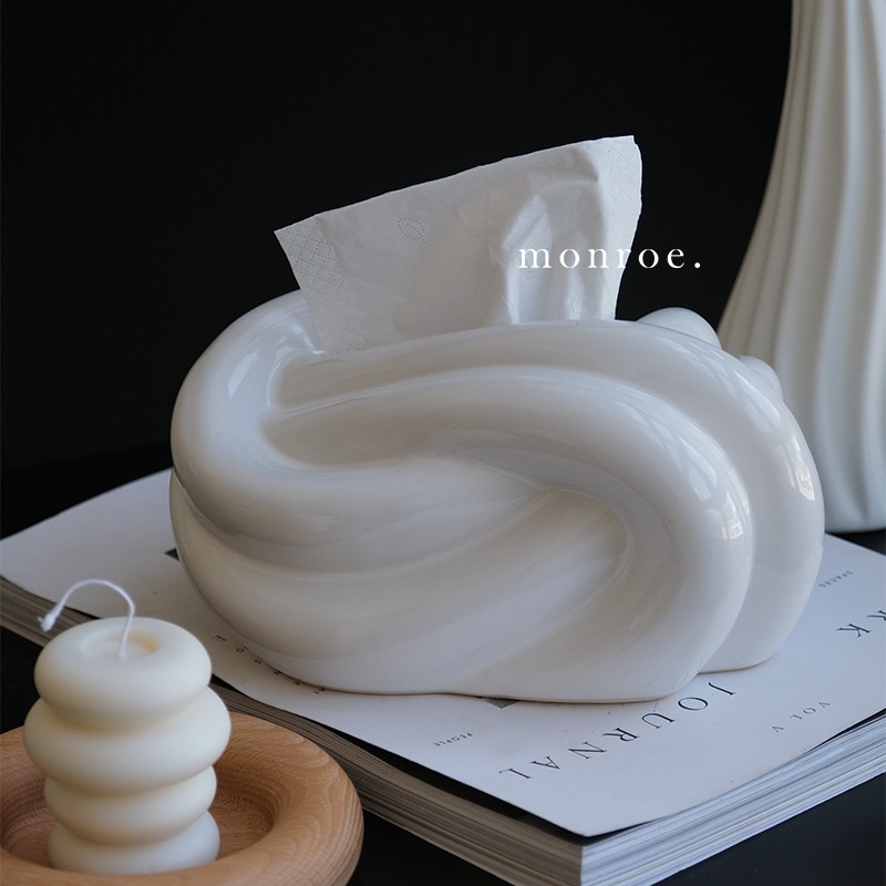 ღ Bunga Roll Keramik Kotak Tisu Nordic Mewah Bermutu Tinggi Kotak Kertas Eropa Modern Tissue Case Kamar Teh meja Penyimpanan Ornamen