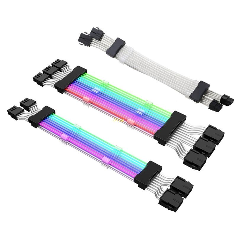 Btsg ARGB Kabel Ekstensi GPU 8PIN Rainbow Case Lighting Strip 24PIN RGB Extender PC Gamer Refits Motherboard Extension