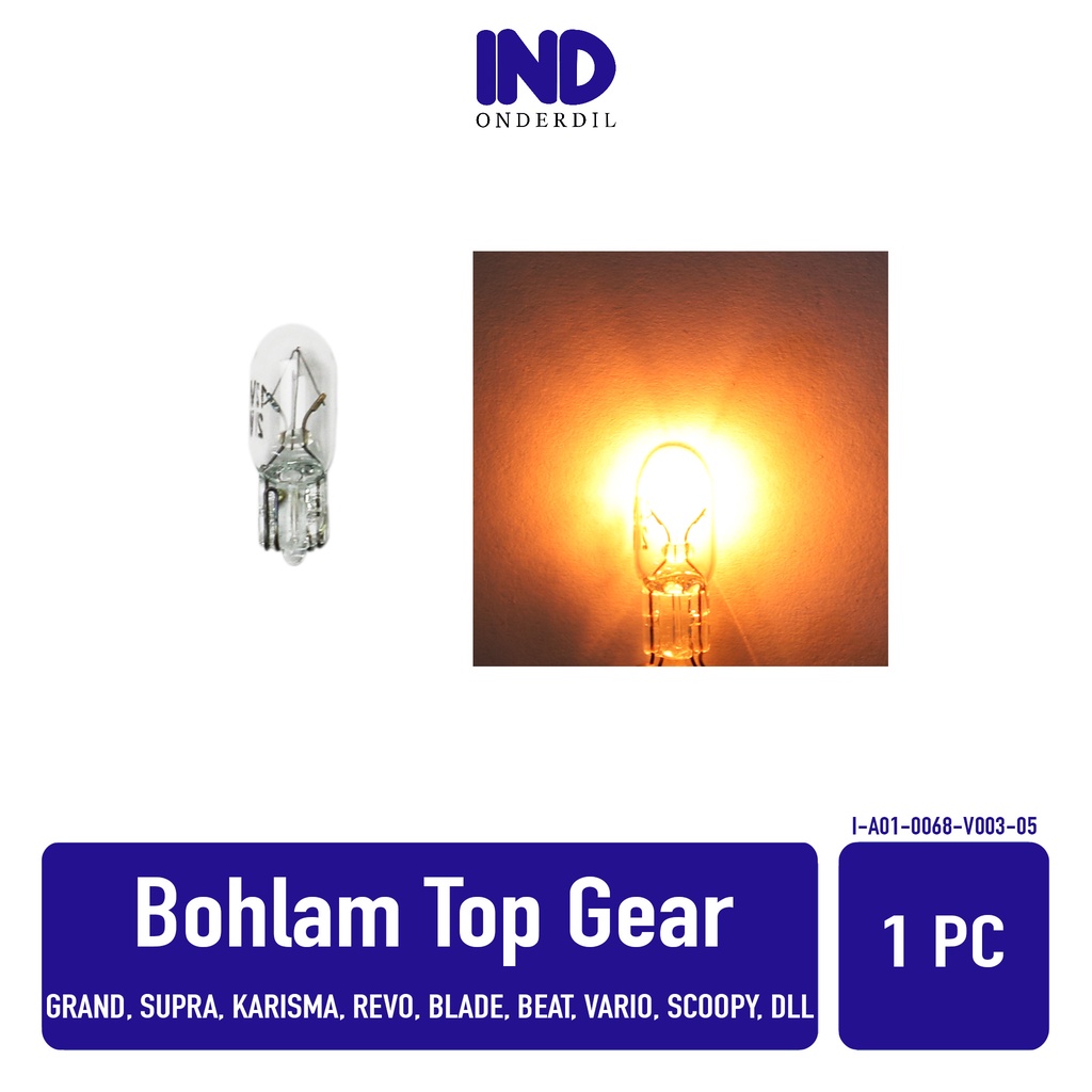 Lampu-Bohlam Top Gear-Gigi-Gir T6 12 Volt-V-12V 2W-2 Watt-W Warna Kuning Grand-Supra-Karisma-Revo-Blade-Beat-Vario-Scoopy-DLL