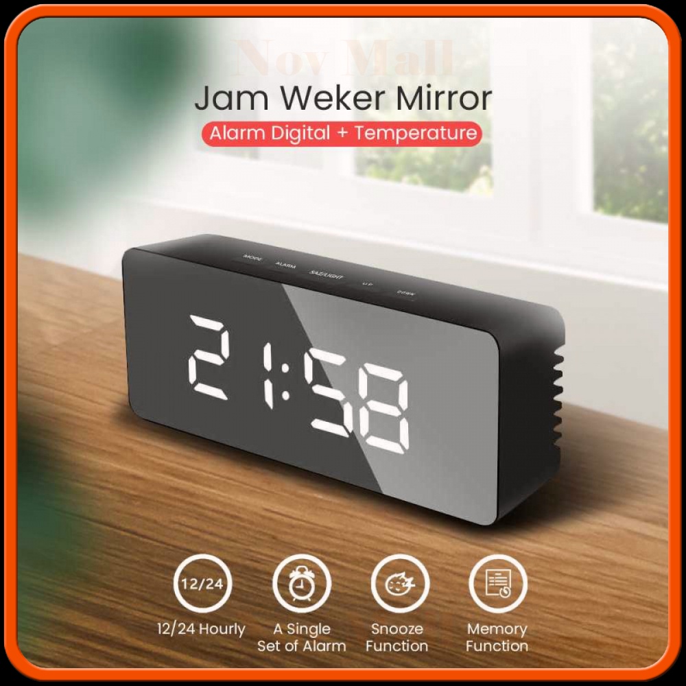 Jam Weker Mirror Alarm Digital + Temperature -JM254