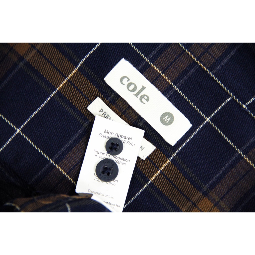 [COD] Baju Kemeja Cole Code 25 Casual Lengan Panjang Reguler Fit Biru Navy Pria Motif Kotak-kotak | Kemeja Original 100% Brand Matahari Big Size Kasual Kesual