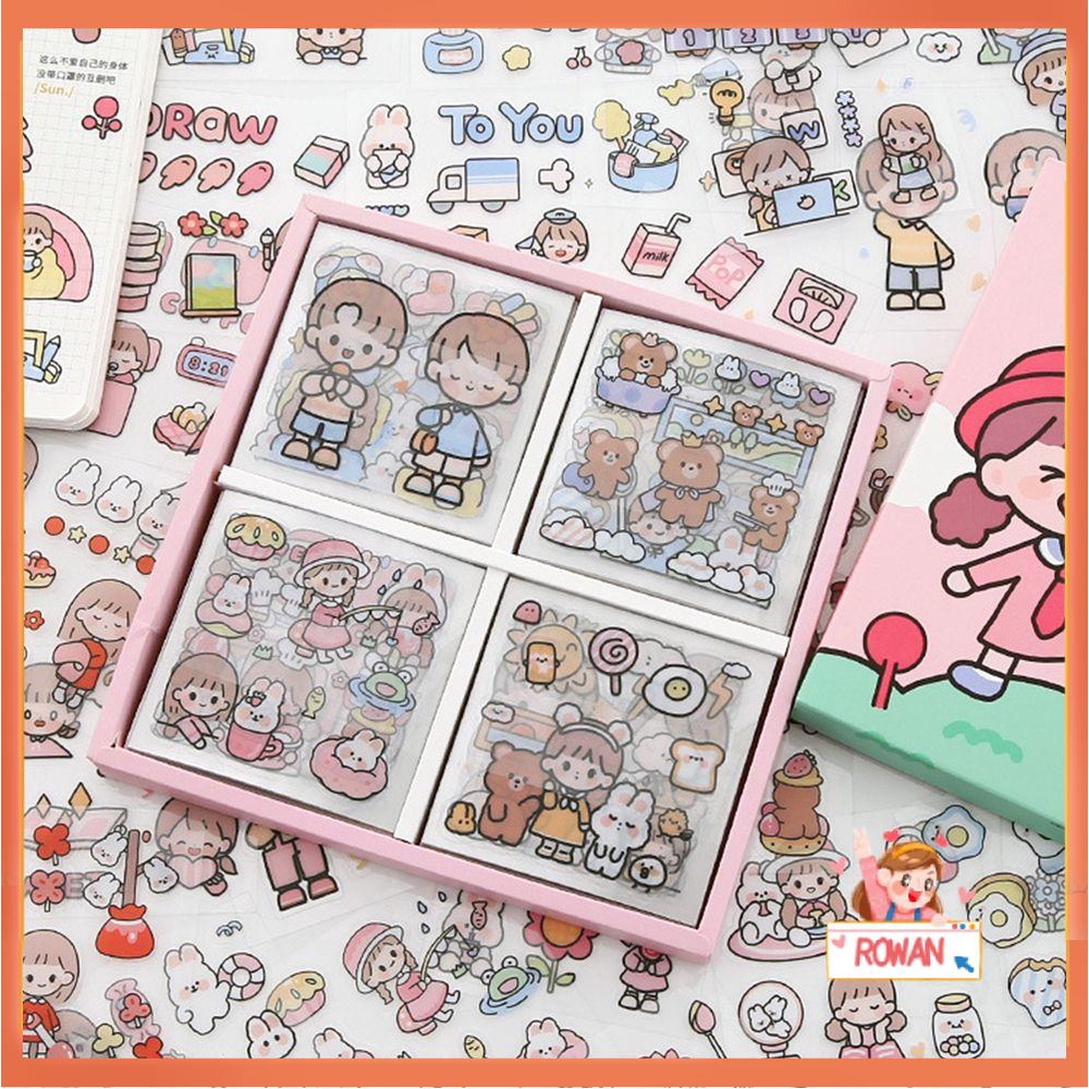 R-flower 20pcs PET Stiker Jurnal DIY Dekoratif Notebook Album Diary Kelinci Perempuan