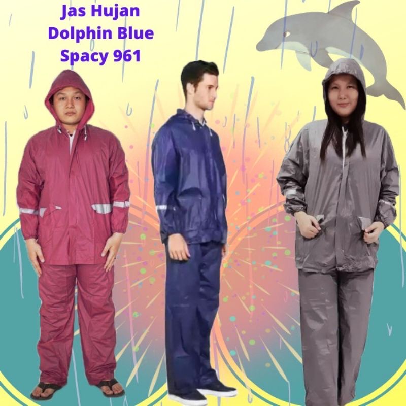 Jas Hujan DOLPHIN SPACY 961 Setelan Dewasa Jaket Baju Celana Scotchlight Mantel Stelan