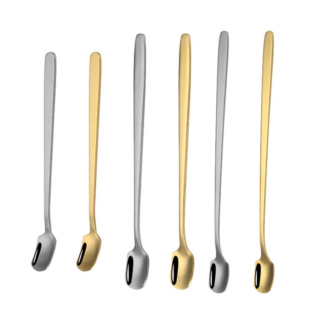 Sendok Pengaduk Kopi Peralatan Makan Reusable Honey Dessert Spoons Square Head Sendok Teh Stirring Stick Kitchen Bar