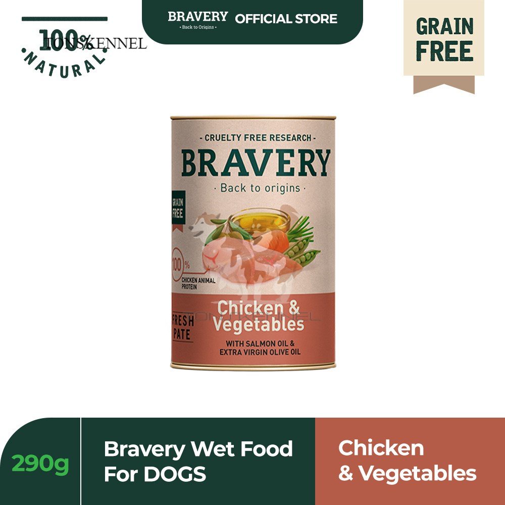 Bravery Kaleng 290GR Can Makanan Basah Anjing Wet Dog Food Chicken Fish Ayam Ikan 290 gr Anakan Dewasa Puppy Adult