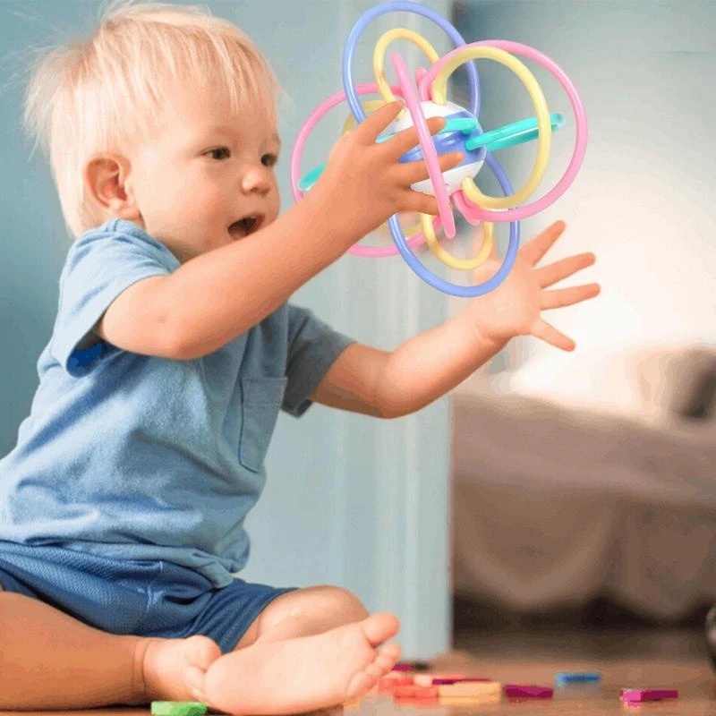 1pc Mainan Bola Pegangan Tangan Bayi Plastik Lembut Berkualitas Dengan Suara/Aman Tidak Beracun Gigi Gigitan Mainan/Anak-Anak Edukasi Dini Grasp Training Sensory Toy