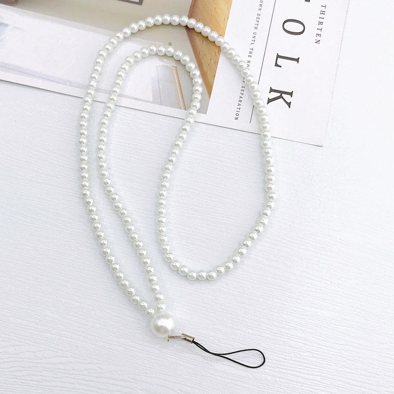 5warna Solid Bulat Rantai Manik-Manik Mutiara Imitasi 40CM Anti-lost Lanyard Panjang Universal Strap Untuk iPhone Android OPPO VIVO Huawei Xiaomi Redmi Samsung Semua Ponsel DIY