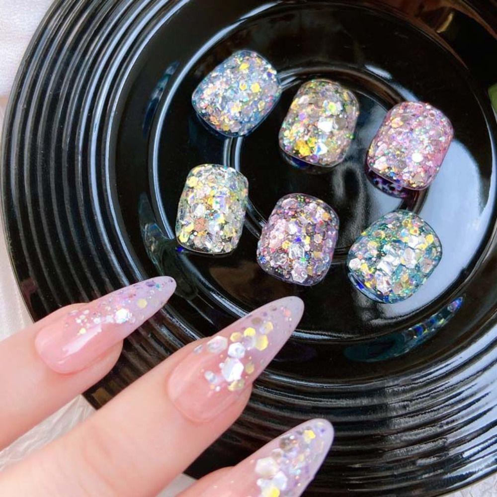 Mxbeauty Payet Kuku Warna Permen Sparkly Hexagon Manicure Aksesoris Nail Art Patchs Perhiasan Kuku Nail Art Dekorasi