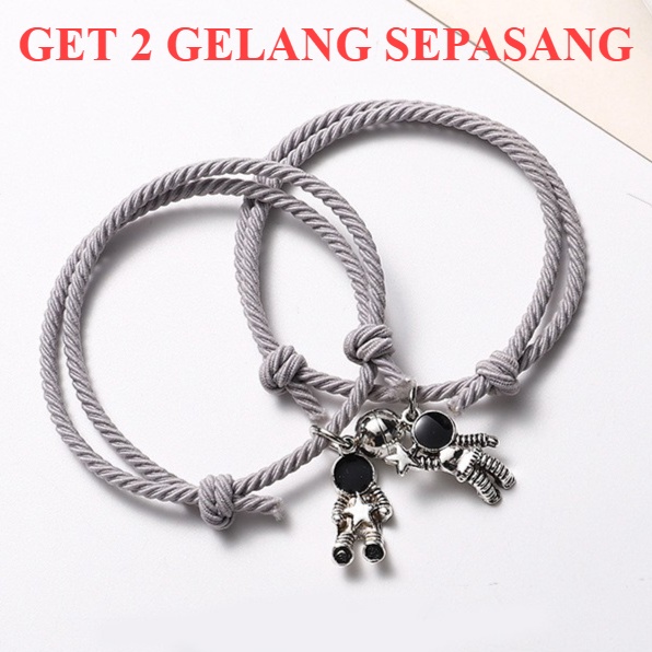 Gelang 2Pcs Gelang Couple Magnet Astronot Pasangan Sahabat Pacar Pria & Wanita Bestie 12 Korea Perem