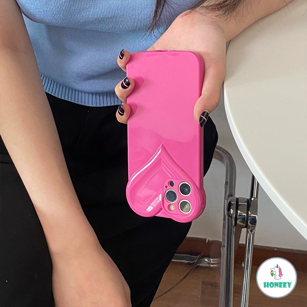 Simple INS Rose Red Love Heart Phone case Kompatibel Untuk Iphone13 12 14 case iPhone 11 Pro Max Silikon Lembut Shockproof Back Cover