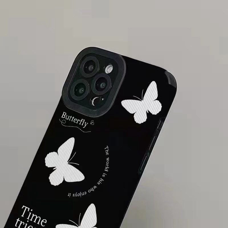 Black &amp; White Butterfly Soft Case HP VIVO V9 Y11 Y12i Y12 Y15 Y17 Y12S Y20 Y20i Y20S Y19 Y93 Y91C S1 V15 Pro Y50 Y30 Y30i V20 Z1 Pro Y52S Y31S V5 V5S V21 4G V23 5G Y83 FTD Stripe Casing