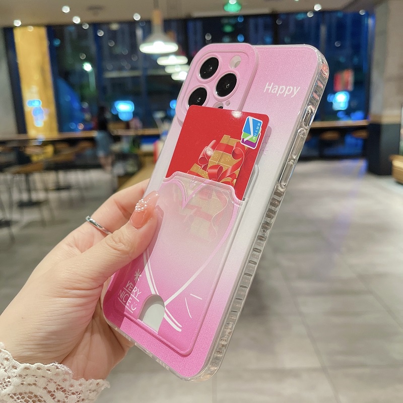 IPHONE Case Pelindung Handphone Iphone14 Segar Kecil love pink Biru13 12 11 pro max xr xsmax plug-in case Transparan Paket Lengkap