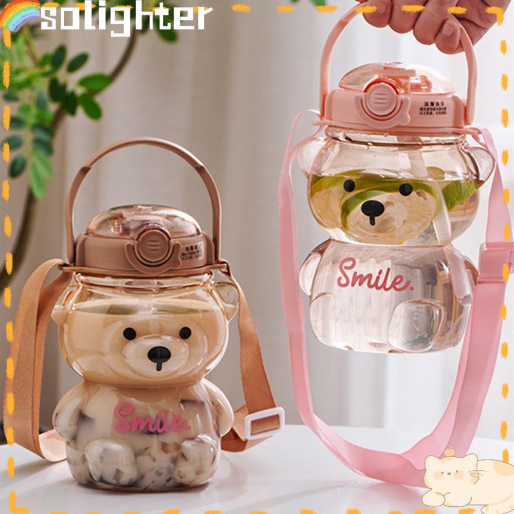 Solighter Plastik Sippy Cup 1000ml Portable Kartun Beruang Ransel Kettle