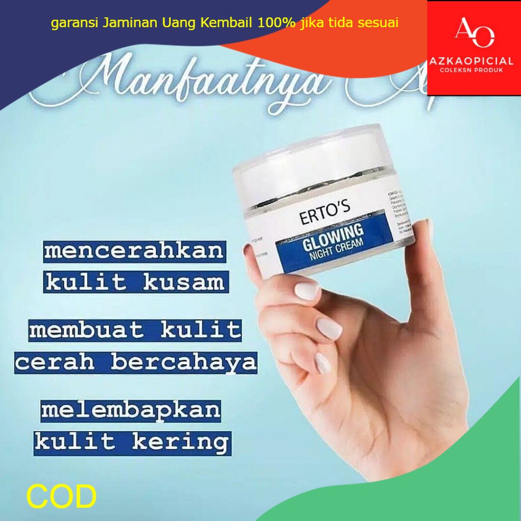 ERTOS GLOWING NIGHT CREAM WHITENING KRIM ORIGINAL BPOM lm
