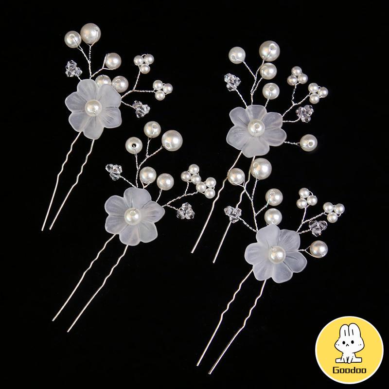 Hairpin Hairpiece Aksesoris Hiasan Rambut Pesta Set Mutiara Bunga -Doo