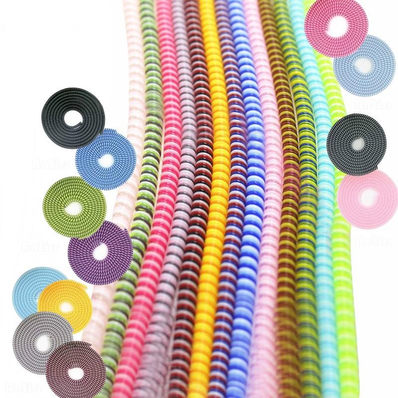 1.4m USB Charging Cable Laser Spiral Protector/Earphone Cord Winder Portable/Penutup Pelindung Spiral Multicolor DIY Untuk Kabel