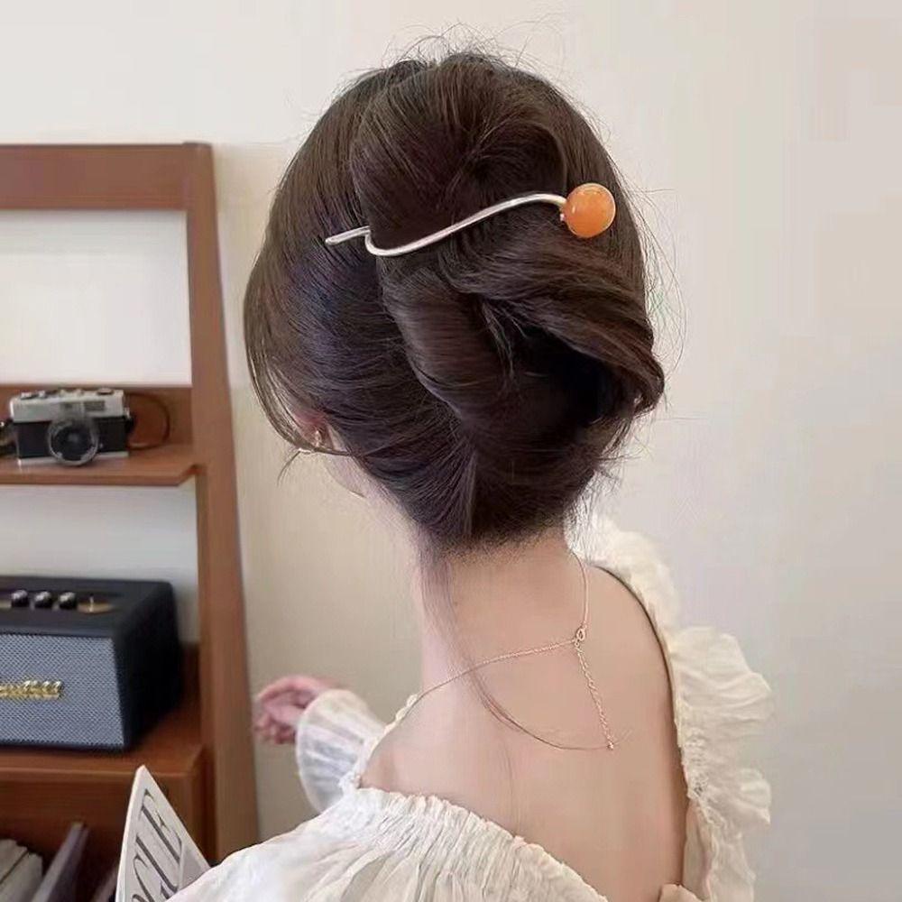 Agustina Klip Rambut Elegan Lucu Untuk Anak Perempuan Manik-Manik Mutiara Ponytail Holder Cross Jepit Rambut Besar Jepitan Korea Hair Claw