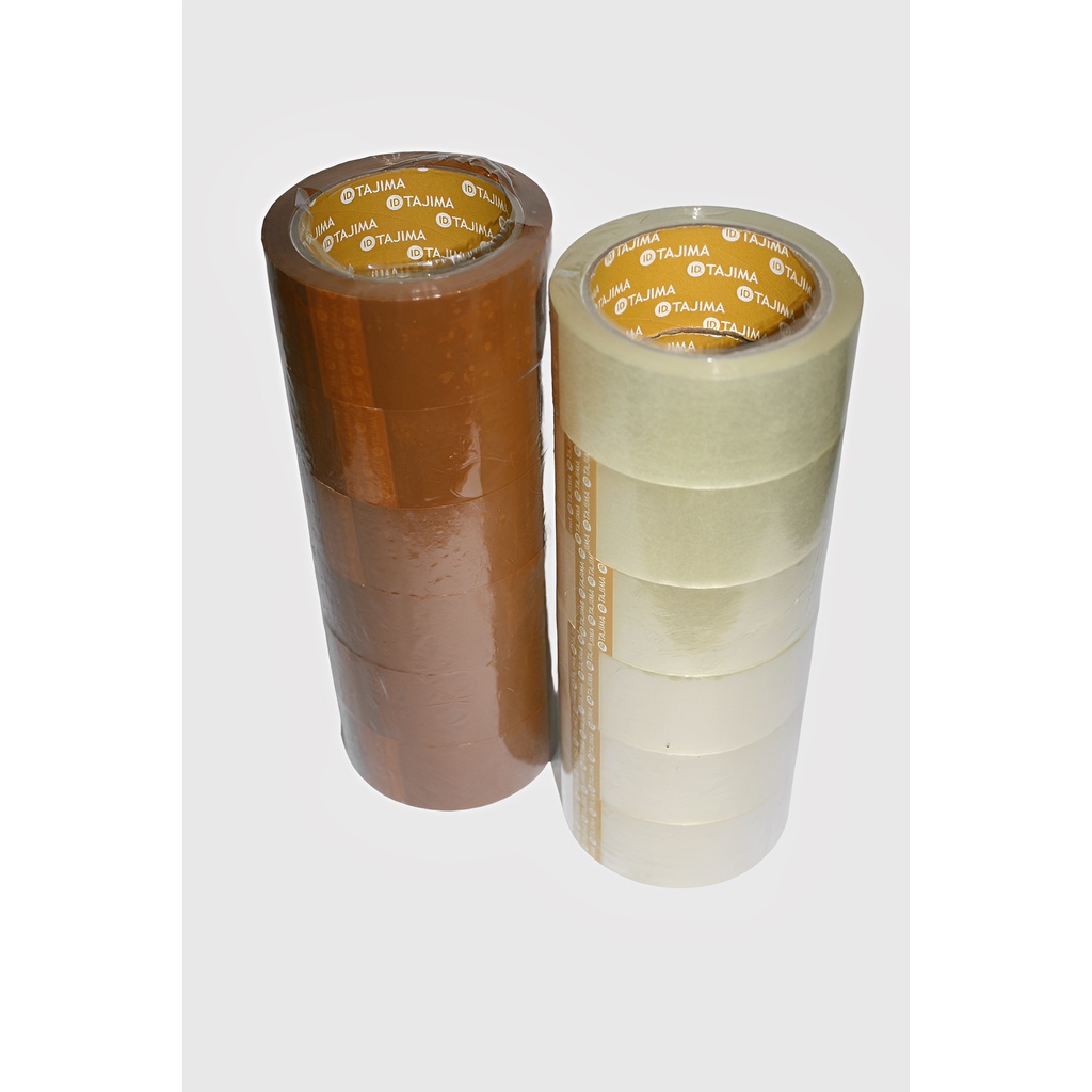 Lakban Coklat/Bening 1 slop(6 roll)2 inch 45mm x 90Yards Ekonomis Tajima Yellow Core -HRCB