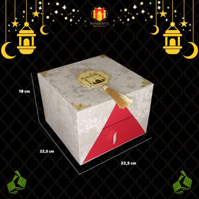 

⭐BISA COD⭐ Hardbox Piramid Lebaran Gift Box Merah Gold 2 Tingkat 22x22x18 WGC-L2