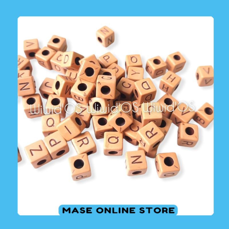 MST ( 35 bj ) MANIK HURUF DADU COKLAT 10 mm MASESTORE