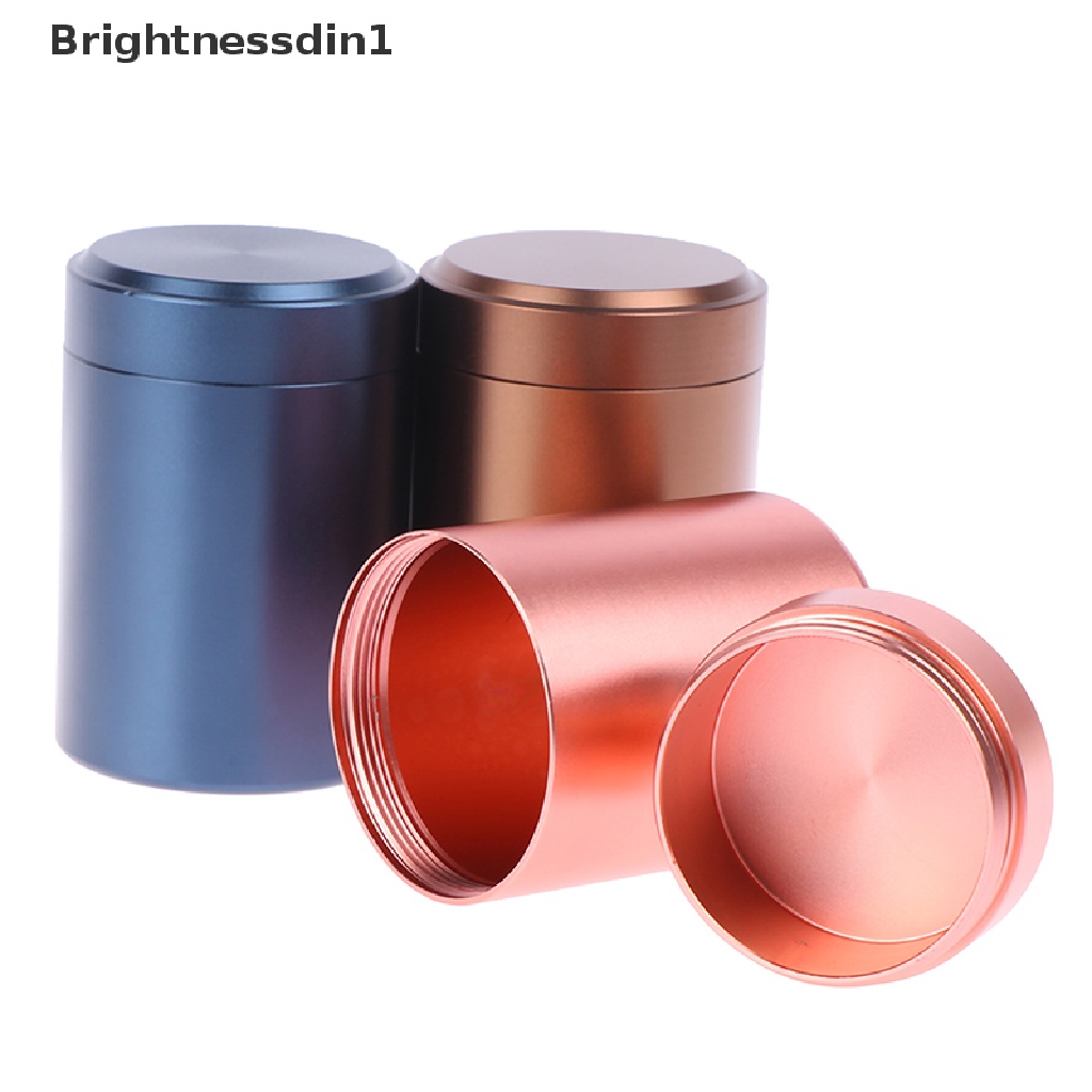 [Brightnessdin1] 1x Wadah Kedap Udara Aluminium Herb Stash Jar Metal Sealed Can Tea Jar Boutique