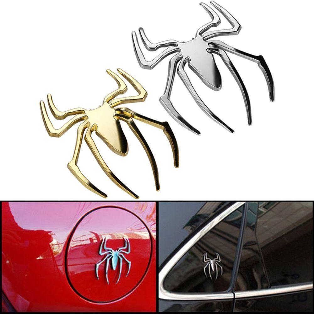 Lanfy 3D Stiker Mobil Universal Mobil Styling Motor Dekorasi Ornamen Mobil Stiker Logam Chrome Spider Lencana 3D Bentuk Laba-Laba Stiker Mobil