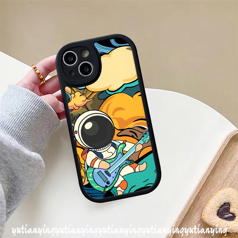 IPHONE Case Kompatibel Untuk Iphone11 12 14 13 Pro MAX XR X6 6s 7 8 14 Plus XS MAX SE 2020 7 Plus Merek Trendi NASA Planet Luar Angkasa Astronot Soft TPU Back Case