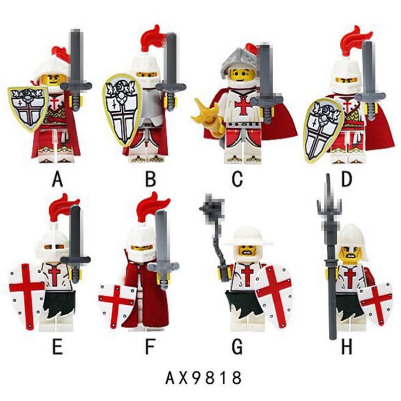 Red Cross Knight Series Mini Figure Perang Medieval Perisai Ksatria Pedang Ksatria Puzzle Rakitan Mainan Blok Bangunan