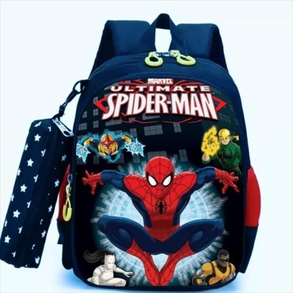 OTS 780 - Ransel Spidi Marvelo Tas Ransel Sekolah Ngaji Les Anak Laki-Laki PAUD TK SD Karakter Kartun Animasi Free Tempat Pensil Terbaru Kekinian