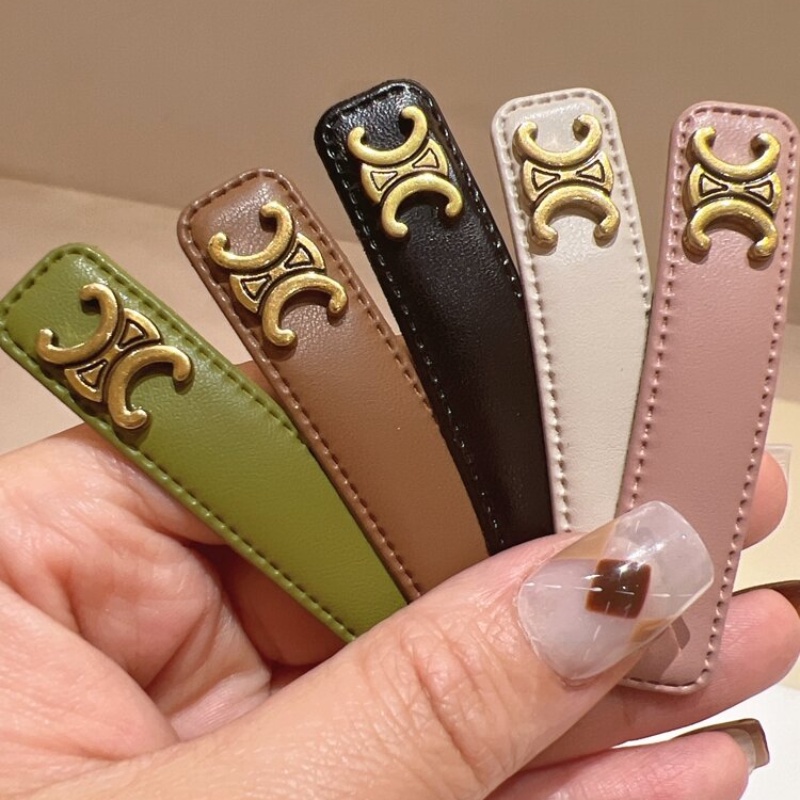 Korea Permen Warna Wanita Double C Huruf Hairclip Kualitas Premium Gold Arc De Triomphe Kulit Jepit Rambut Wanita Sederhana Hairpin Aksesoris Rambut