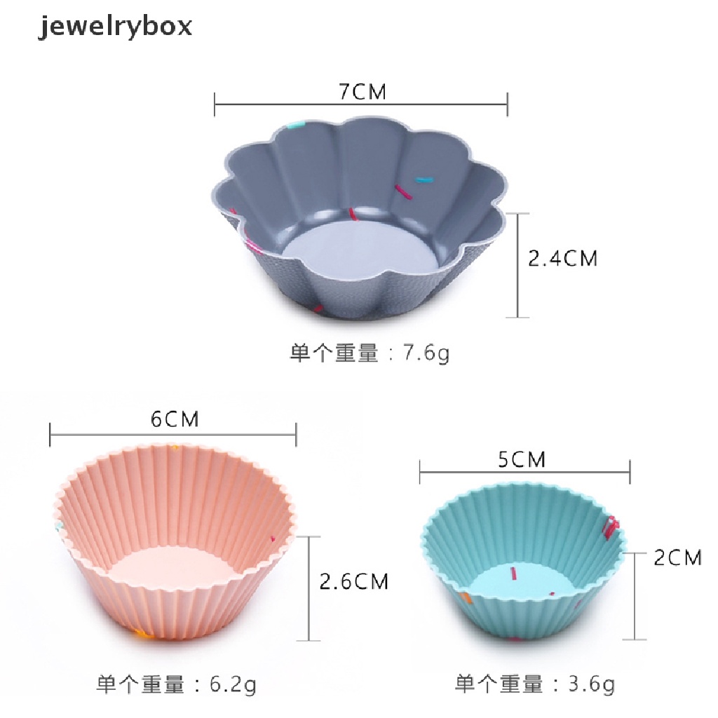 [jewelrybox] 6pcs/set Cetakan Kue Silikon Muffin Cupcake Baking DIY Alat Kue Piring Cangkir Butik