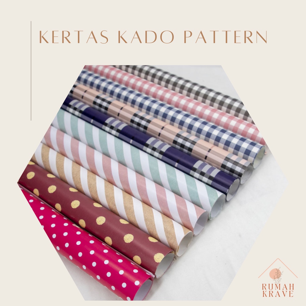 

RUMAH KRAVE - Kertas Kado Pola Garis Polkadot Kotak-Kotak Plaid