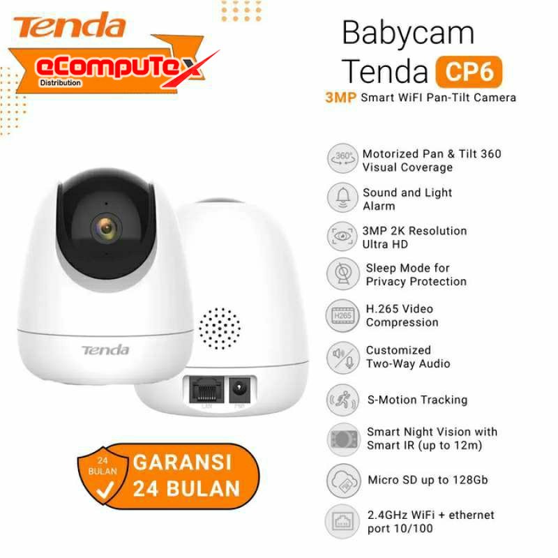 CAMERA CCTV TENDA CP6 / CP-6 IP CAM 2K 3MP SECURITY KAMERA CCTV INDOOR PAN TILT GARANSI RESMI