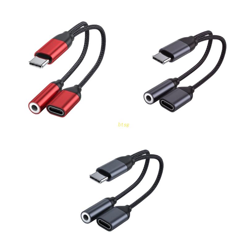 Btsg Adaptor Jack Headphone USB C Ke 3.5mm Dengan USB C PD 3.0 Charging Port Splitter