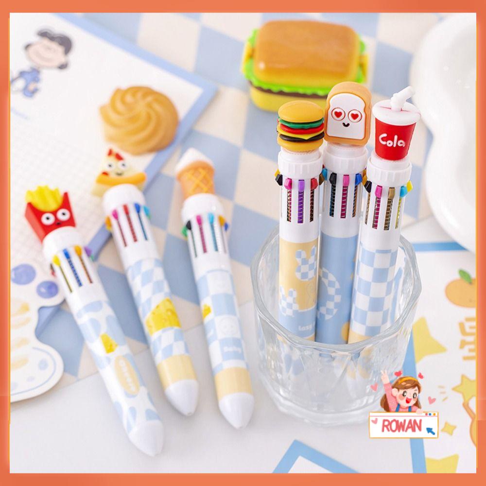 R-flower 3PCS/set Bolpoin Hamburger Cola 10warna Hadiah Siswa Alat Tulis Alat Tulis Menulis Gel Pen